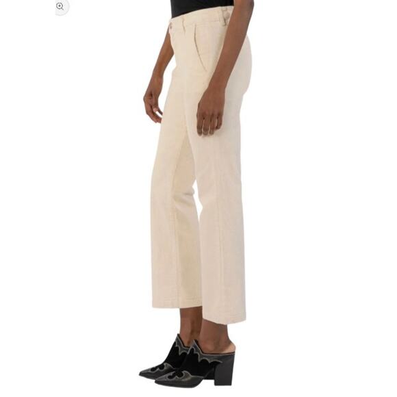 Kut From The Kloth Kelsey Fab Ab Ankle Flare Corduroy Pant Ivory Size 4 - Picture 3 of 13